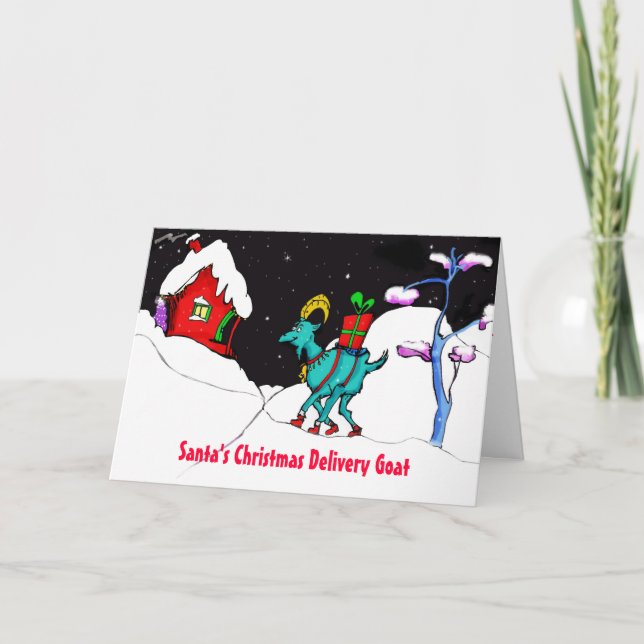 Santa's Delivery Goat autism charity card (Front)
