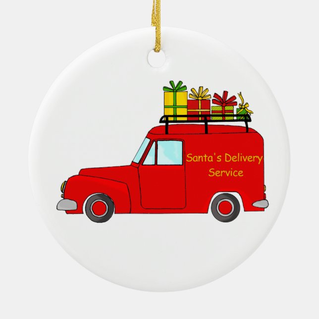 Santa's Delivery Service Ceramic Ornament (Back)