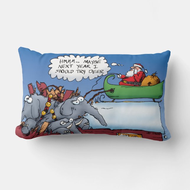 Santas Elephants Coussin de dessin de Noël (Recto)
