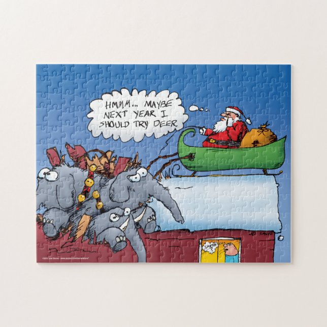 Santas Elephants Funny Holiday Puzzle (Horizontal)
