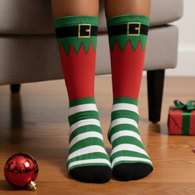 Santa's Elf Christmas Green Striped Red Socks (Santa's Elf Christmas Green Striped Red Socks
)