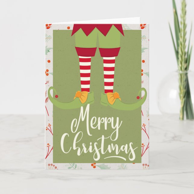 Santa's Elf Legs & Feet - Merry Christmas Card (Front)