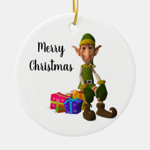 Santa's Elf Ornament Round