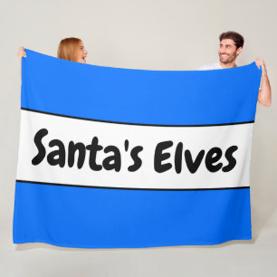 SANTA'S ELVES Bright Green White Holiday Stripes Fleece Blanket