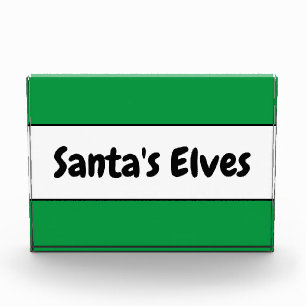 SANTA'S ELVES Cute Bright Green White Stripes Photo Block