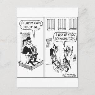 Santa's Elves Help Break Dad Out of Prison Holiday Postcard