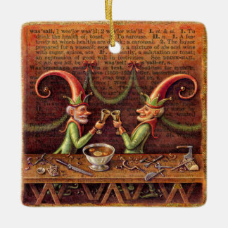 Santa's Elves Ornament, Wassail Ceramic Ornament