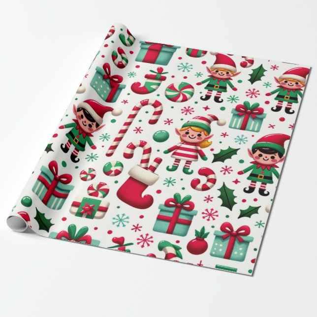 Santa's Elves Wrapping Paper (Unrolled)