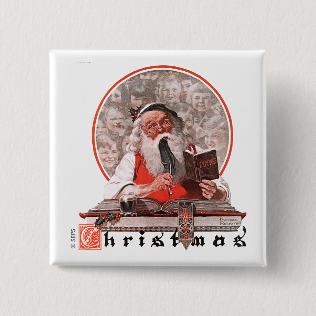 Santa's Expenses 2 Inch Square Button (Front)