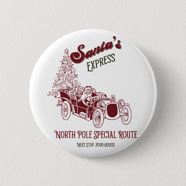 Santa's Express Vitange Christmas 2 Inch Round Button (Front)