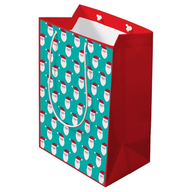 Santa's Face Medium Gift Bag (Back Angled)