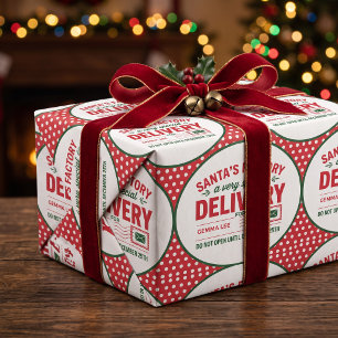 Santa's Factory Special Santa Delivery Dotted Wrapping Paper