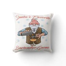 Santas Favori Bartender Gnome Lance Oreiller
