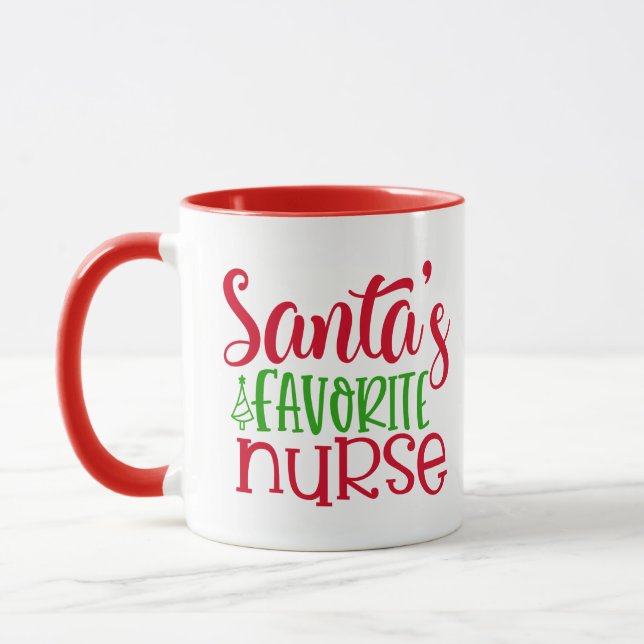 Santas Favoriate Nurse Cute Christmas Mug (Left)