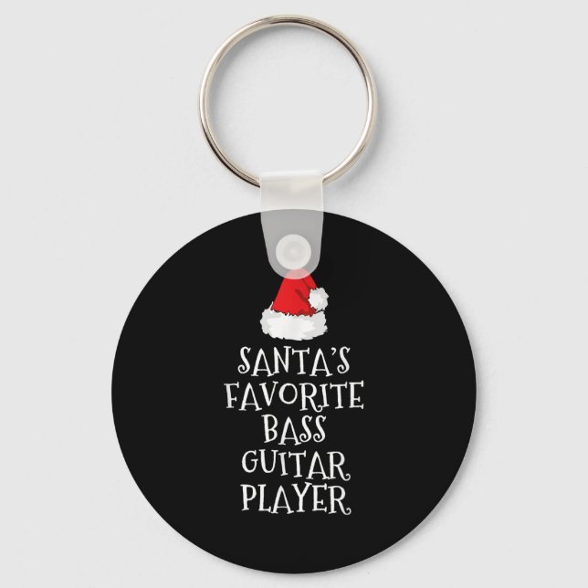 Santa's Favorite B Guitar Player Christmas Funny H Keychain (Front)