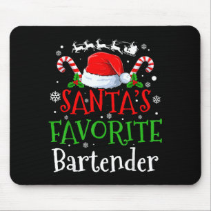 Santa's Favorite Bartender Christmas Party Mouse Pad