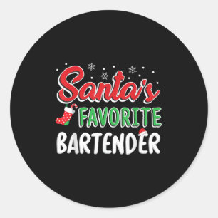 Santa's Favorite Bartender T Shirt Cute Xmas Party Classic Round Sticker