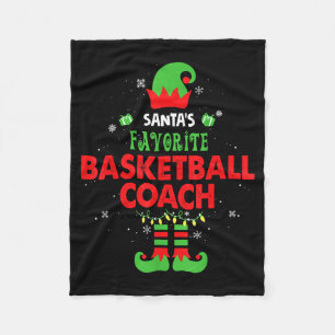 Santa's Favorite Basketball Coach Funny Elf Family Fleece Blanket