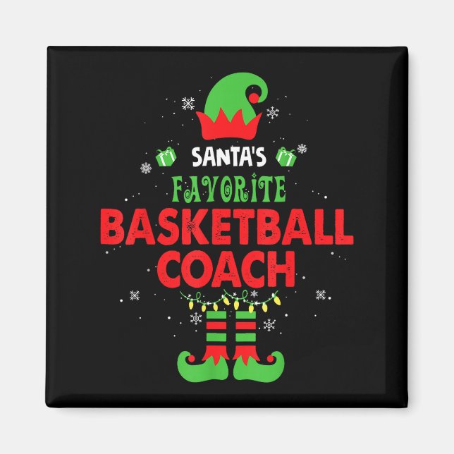 Santa's Favorite Basketball Coach Funny Elf Family Magnet (Front)