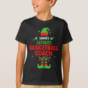 Santa's Favorite Basketball Coach Funny Elf Family T-Shirt