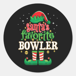 Santa's Favorite Bowler Christmas Matching Bowling Classic Round Sticker