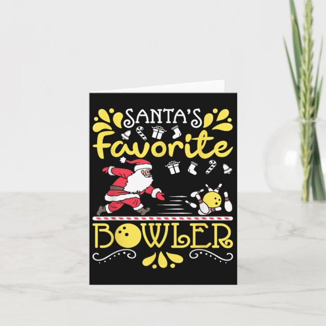 Santa's Favorite Bowler Santa Claus Bowling Christ Card (Front)