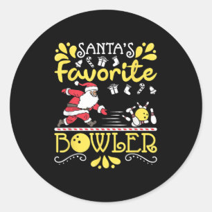 Santa's Favorite Bowler Santa Claus Bowling Christ Classic Round Sticker
