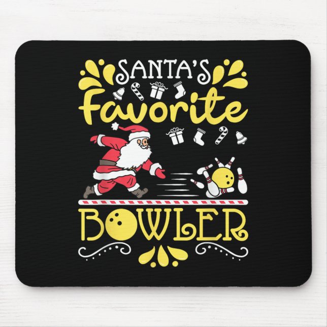 Santa's Favorite Bowler Santa Claus Bowling Christ Mouse Pad (Front)