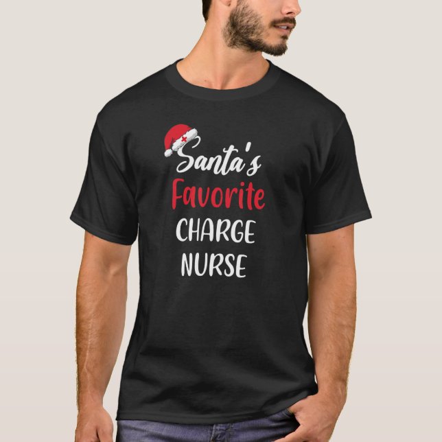 Santas Favorite Charge Nurse   Christmas   T-Shirt (Front)