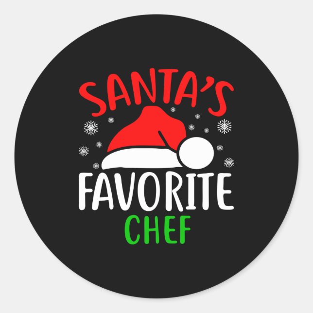 Santas Favorite Chef Funny Christmas Xmas Santa Lo Classic Round Sticker (Front)