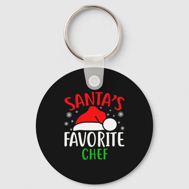 Santas Favorite Chef Funny Christmas Xmas Santa Lo Keychain (Front)
