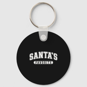 Santa's Favorite Christmas Varsity Text Family Xma Keychain