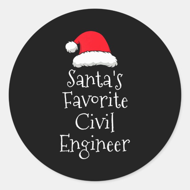 Santas Favorite Civil Engineer - Christmas Funny G Classic Round Sticker (Front)