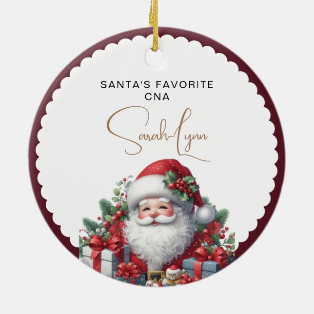 Santa's Favorite CNA Ceramic Ornament (Back)