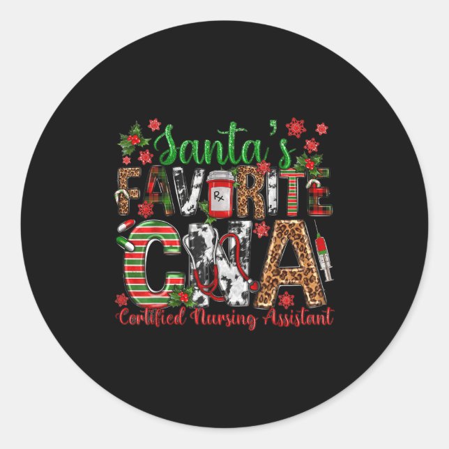 Santa's Favorite Cna Certified Nursing Istant Chri Classic Round Sticker (Front)
