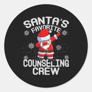 Santa's Favorite Counseling Crew Christmas  Classic Round Sticker