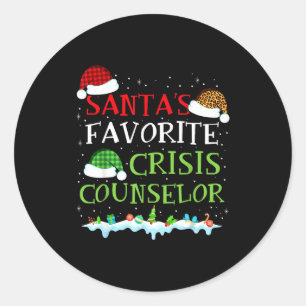 Santa's Favorite Crisis Counselor Fun Christmas  Classic Round Sticker