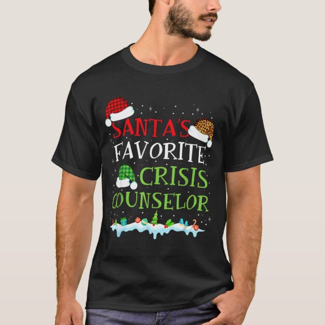 Santa's Favorite Crisis Counselor Fun Christmas  T-Shirt (Front)