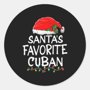 Santa's Favorite Cuban Christmas Santa Claus Tree  Classic Round Sticker