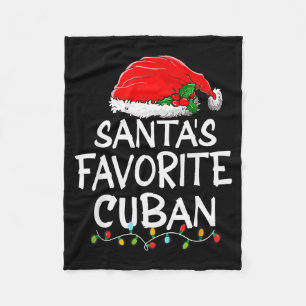 Santa's Favorite Cuban Christmas Santa Claus Tree  Fleece Blanket