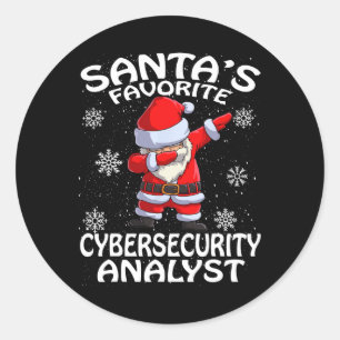 Santa's Favorite Cyber Security Analyst Christmas  Classic Round Sticker