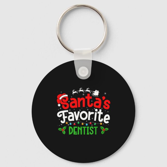 Santa's Favorite Dentist Christmas Party  Keychain (Front)