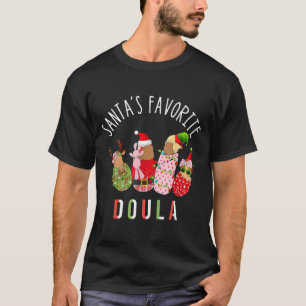 Santa's Favorite Doula Nurse Christmas Stpartum Mi T-Shirt
