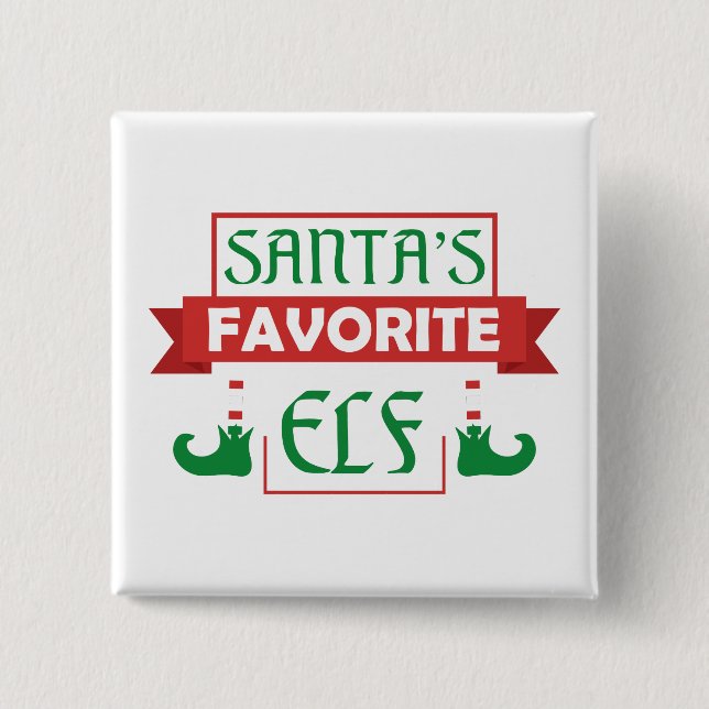 Santa's Favorite Elf 2 Inch Square Button (Front)