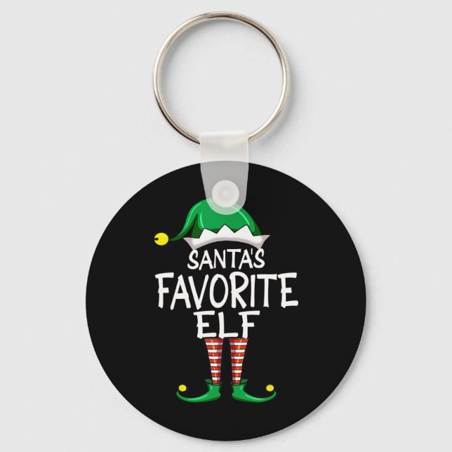 Santa's Favorite Elf Fun Christmas Pajama Santa Cl Keychain (Front)