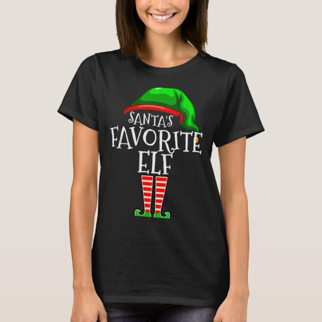 Santa's Favorite Elf Group Matching Family Christm T-Shirt (Front)