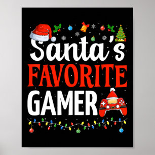 Santa's Favorite Gamer Christmas Funny Gaming Xmas Poster