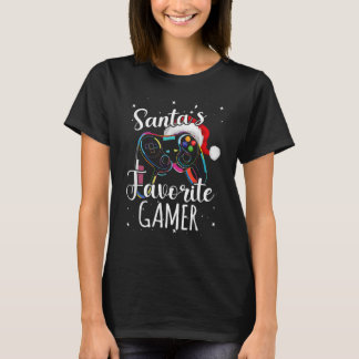 Santa's Favorite Gamer Xmas Pajama Gaming Christma T-Shirt