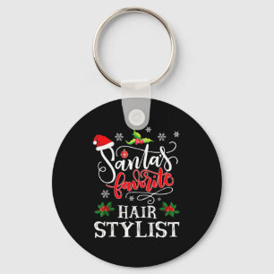 Santa's Favorite Hair Stylist Santa Hat Christmas  Keychain