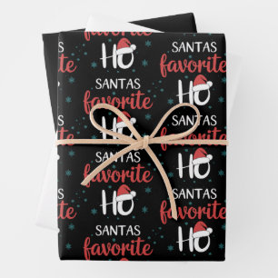 Santa's Favorite Ho Christmas Matching Holiday  Wrapping Paper Sheet
